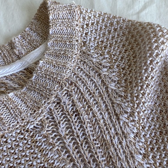 Cynthia Rowley Gold Metallic & White Pullover Raglan Sweater - Picture 16 of 16